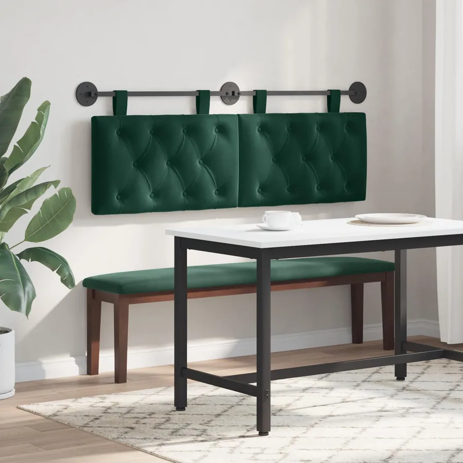 Tête de lit suspendue Avec lumière LED Vert foncé Velours - 4