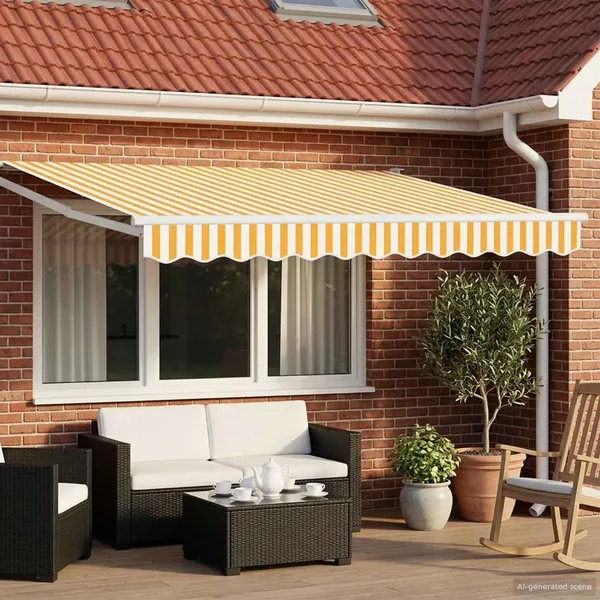 Auvent rétractable Jaune et blanc 2,5 x 2 m