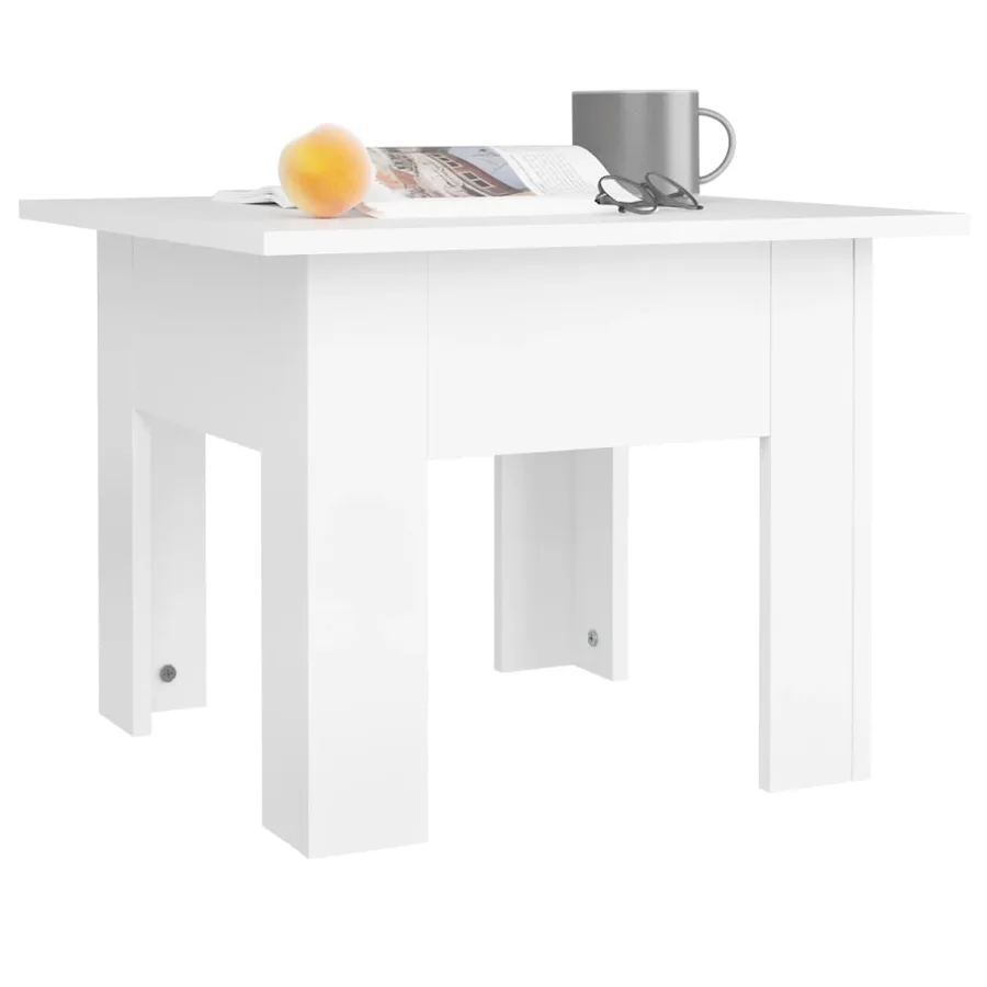Table basse blanc 55x55x42 cm bois d'ingénierie - 4