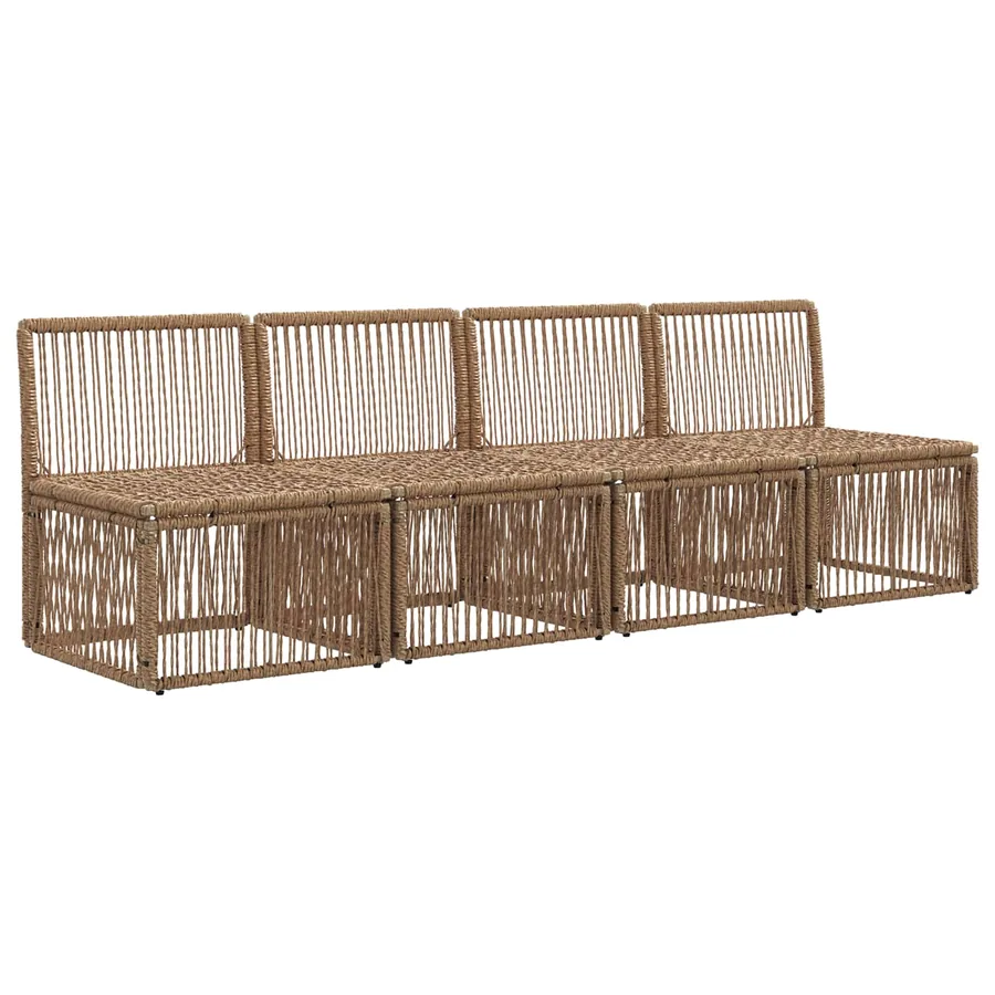 Canapé 4 places 4 pcs 4-Nombre de places Beige polyrotin - 3
