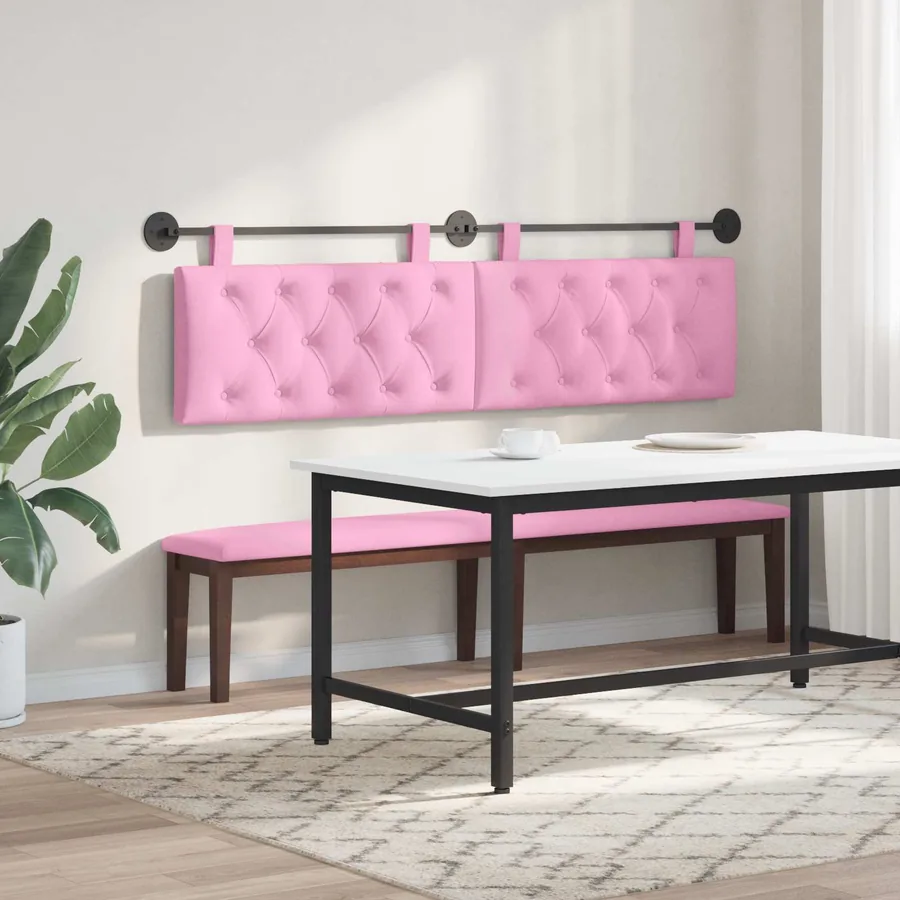 Tête de lit suspendue Rose Tissu - 4