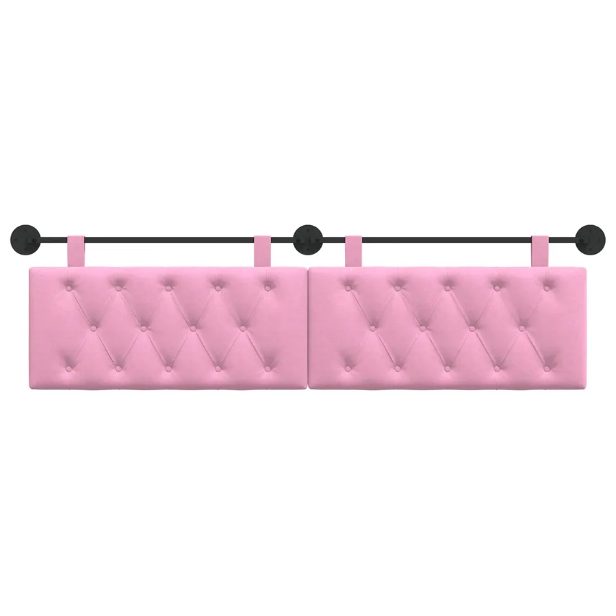 Tête de lit suspendue Rose Tissu - 5