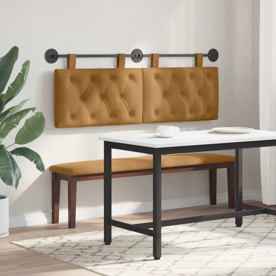 Tête de lit suspendue Avec lumière LED Marron Velours - 4