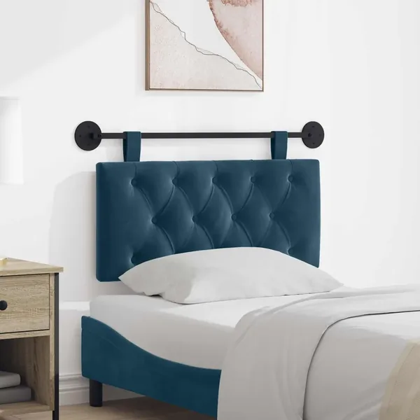 Tête de lit suspendue Avec lumière LED Bleu Velours