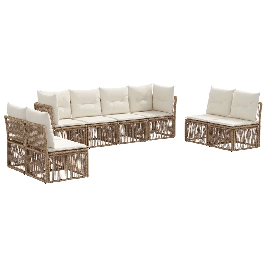 Ensemble de canapé de jardin 8 pcs Beige polyrotin - 2