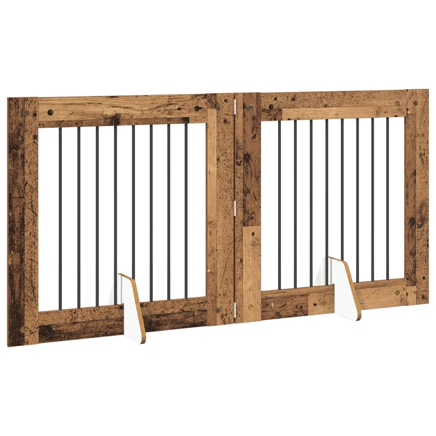 Porte de chien pliable avec supports 2 pcs Bois ancien 160,5 cm - 3