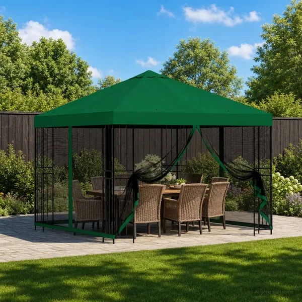 Abri de jardin avec parois 3 x 3 m Vert Polyester et Acier