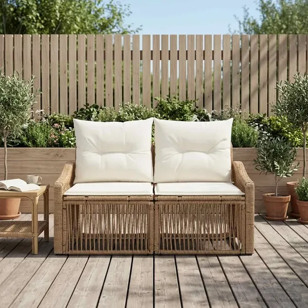 Canapé de jardin 2-Nombre de places Beige polyrotin