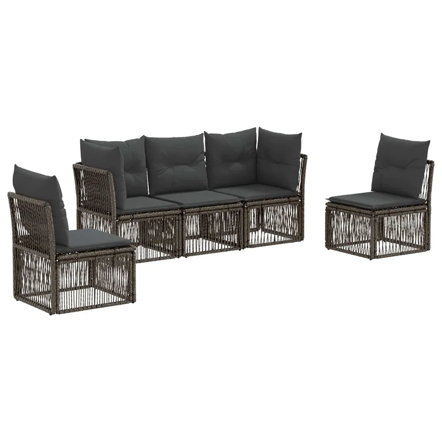 Ensemble de canapé de jardin 5 pcs Gris polyrotin