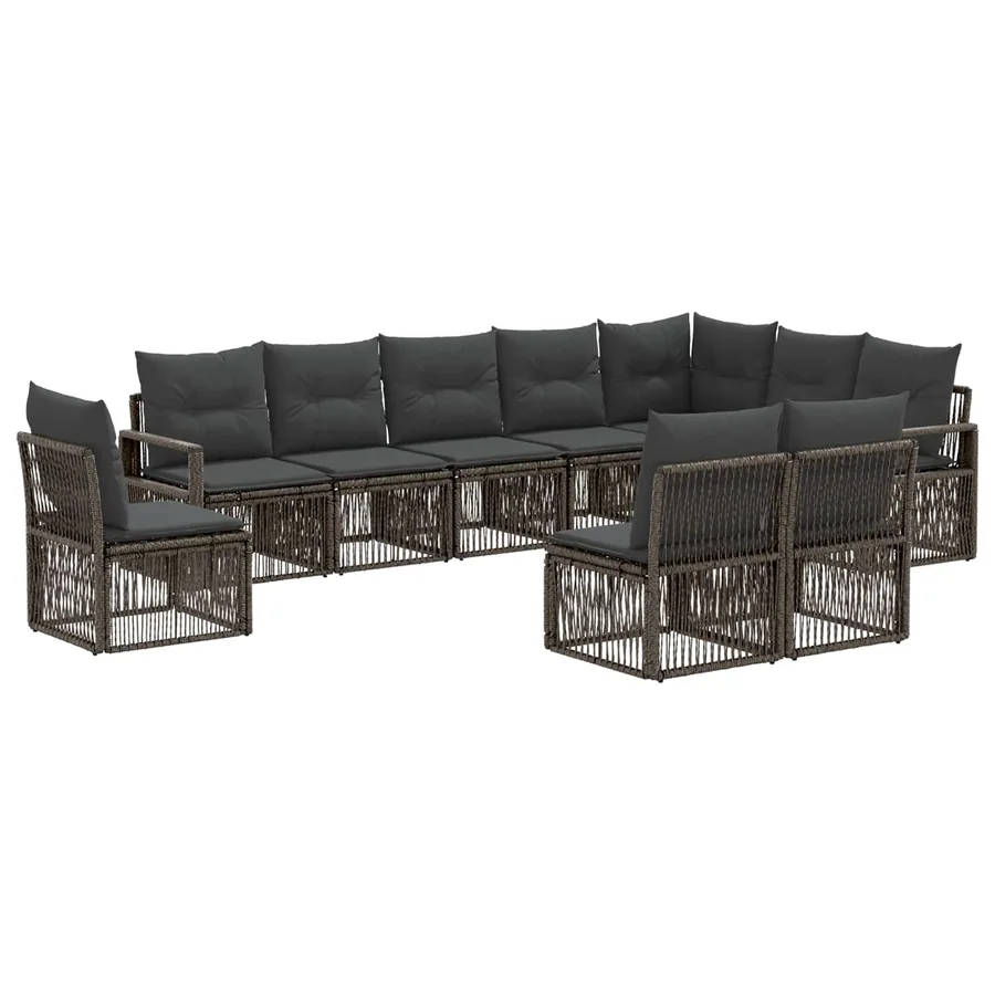 Ensemble de canapé de jardin 10 pcs Gris polyrotin - 2