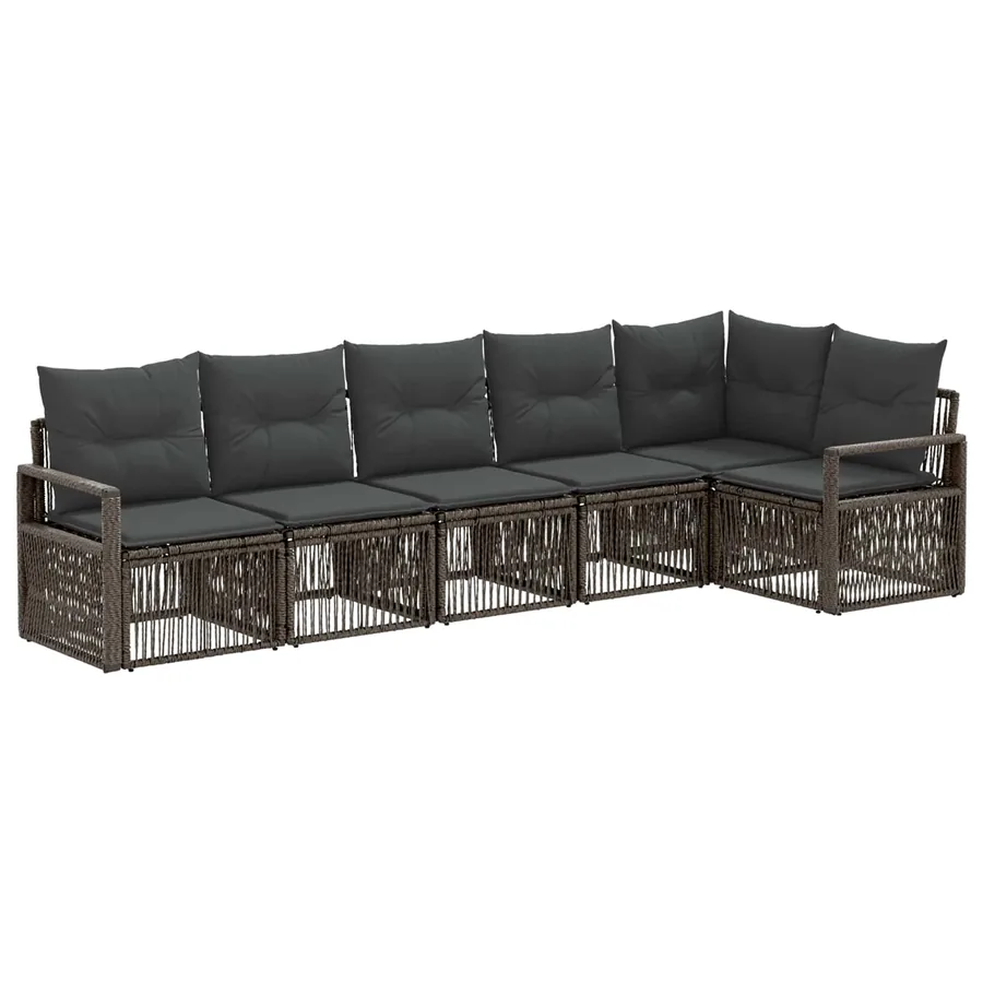 Ensemble de canapé de jardin 6 pcs Gris polyrotin - 2