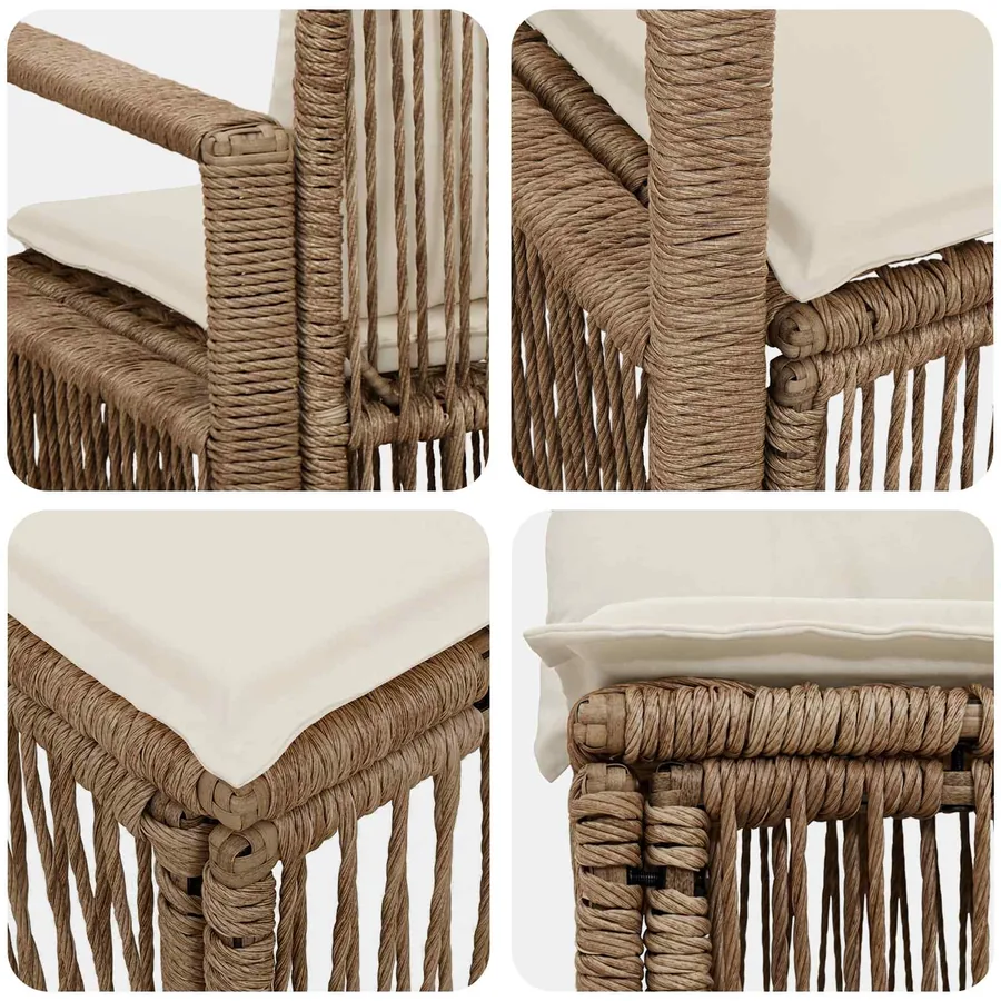 Ensemble de canapé de jardin 7 pcs Beige polyrotin - 6