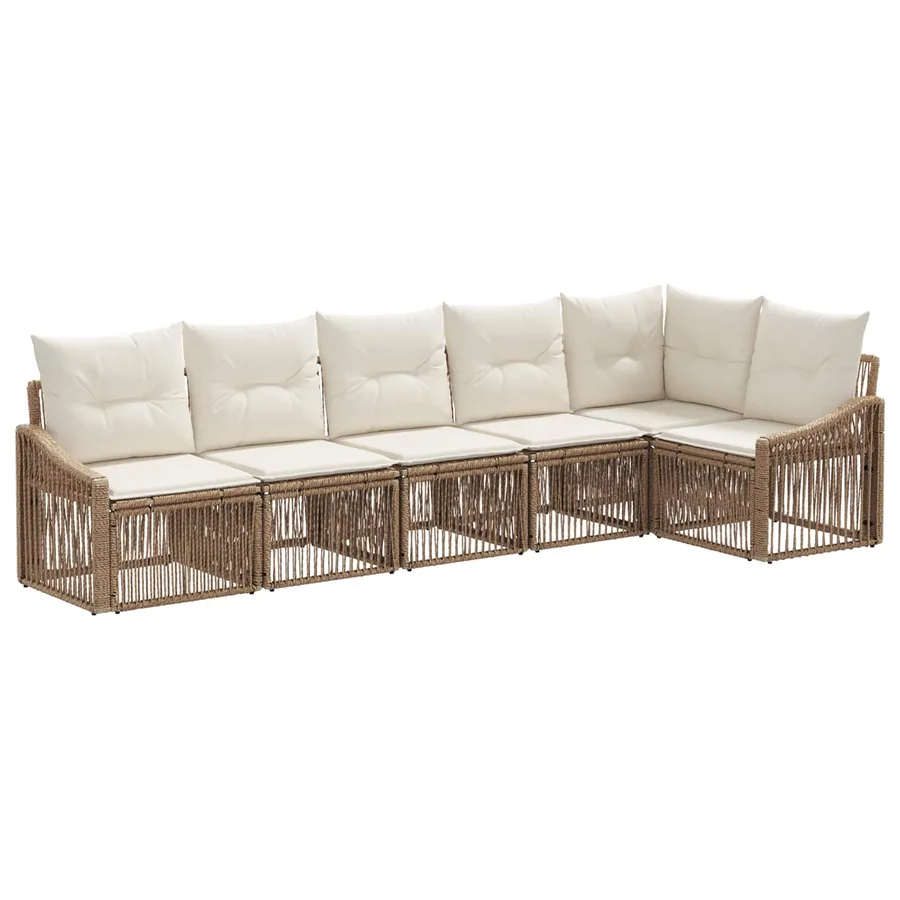 Ensemble de canapé de jardin 6 pcs Beige polyrotin - 2