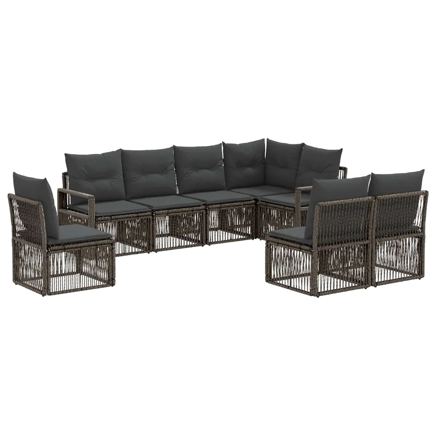 Ensemble de canapé de jardin 8 pcs Gris polyrotin - 2