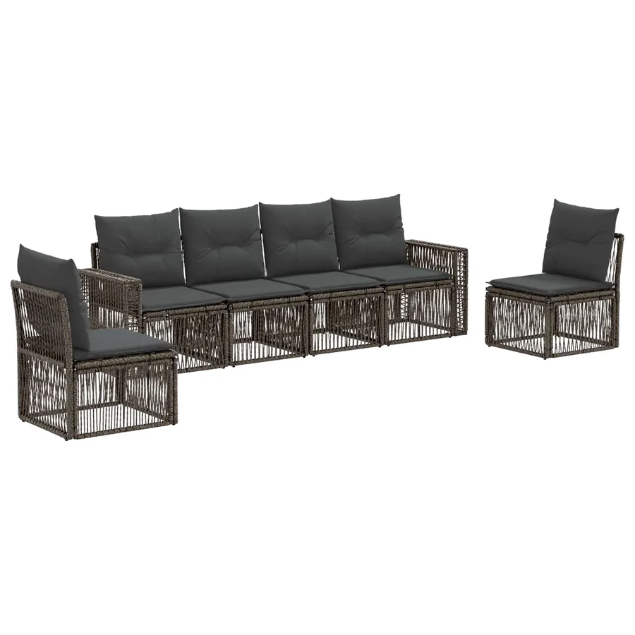 Ensemble de canapé de jardin 6 pcs Gris et Gris foncé polyrotin - 2