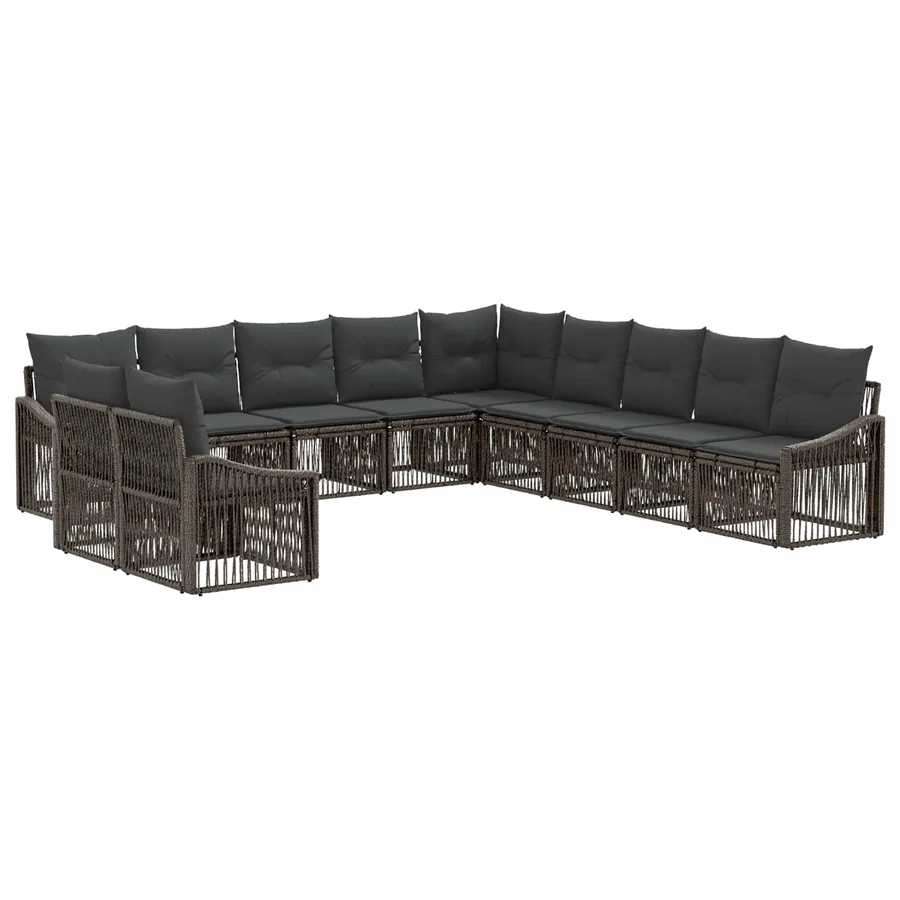 Ensemble de canapé de jardin 11 pcs Gris polyrotin - 2