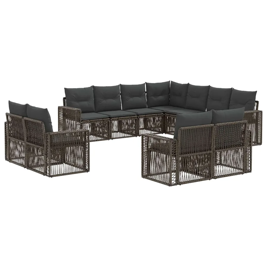Ensemble de canapé de jardin 11 pcs Gris et Gris foncé - 2