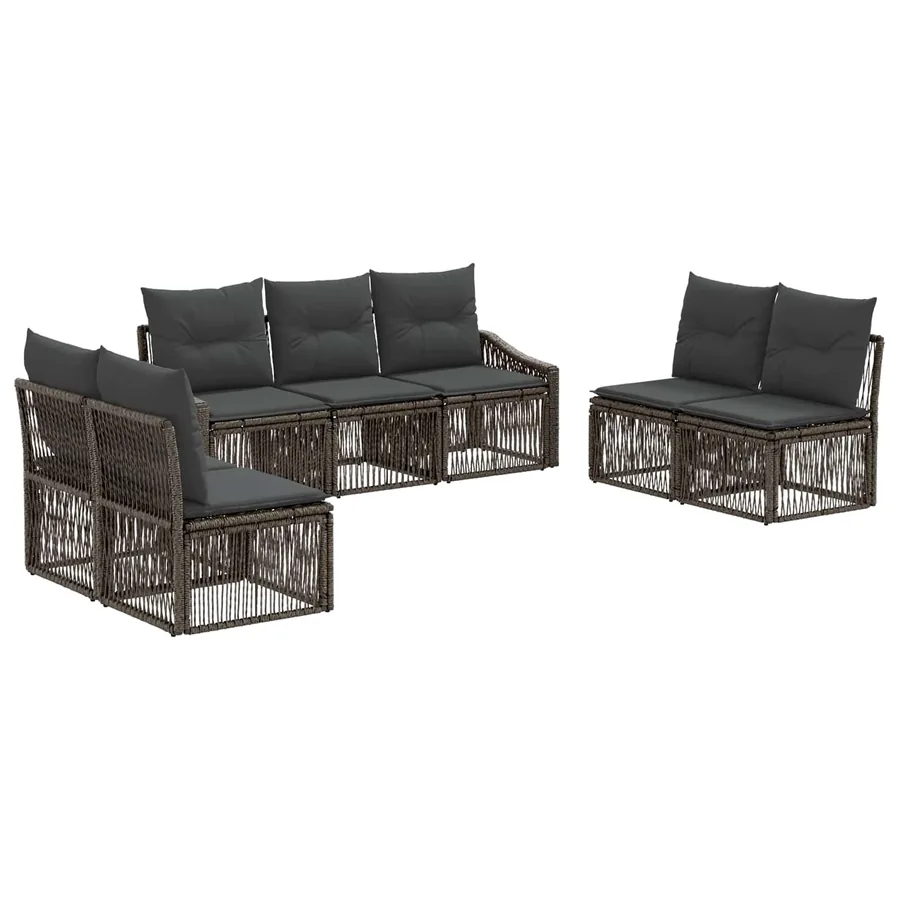 Ensemble de canapé de jardin 7 pcs Gris polyrotin - 2