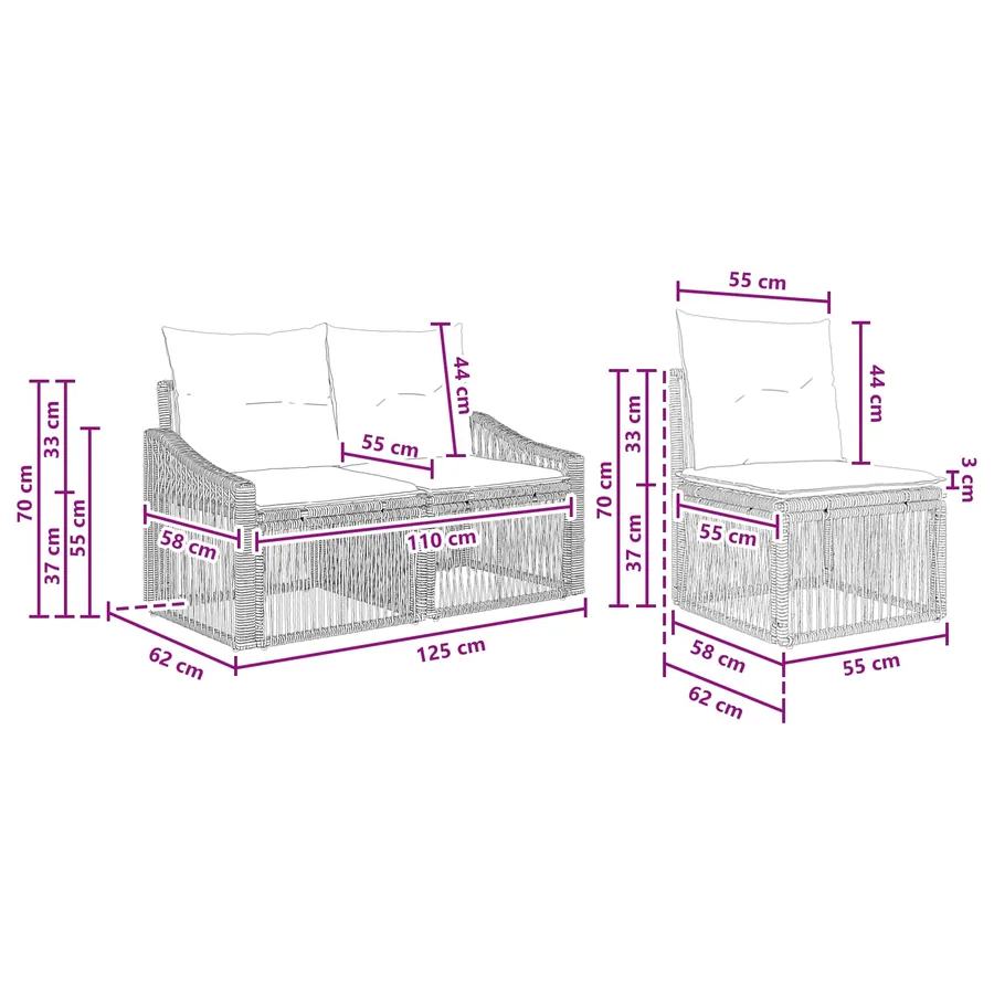 Ensemble de canapé de jardin 7 pcs Gris polyrotin - 8