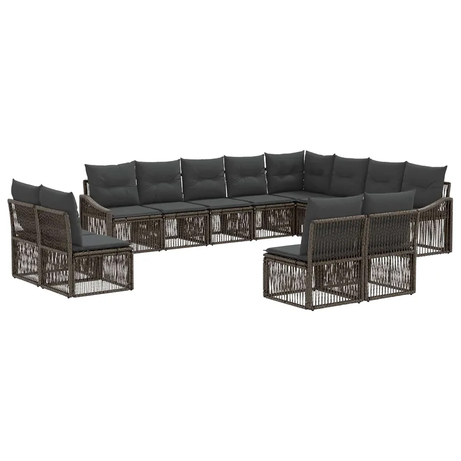 Ensemble de canapé de jardin 12 pcs Gris polyrotin - 2