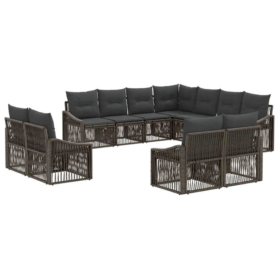 Ensemble de canapé de jardin 11 pcs Gris polyrotin - 2