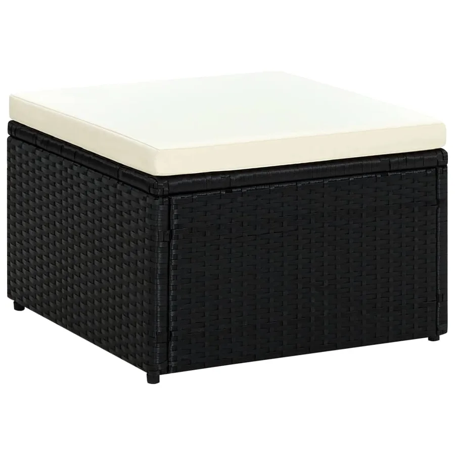 Tabouret / repose-pied Résine tressée 53 x 53 x 30 cm Noir - 4