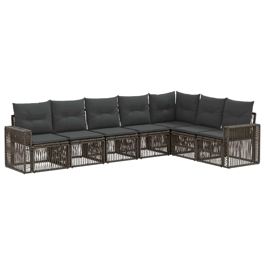 Ensemble de canapé de jardin 7 pcs Gris et Gris foncé polyrotin - 2
