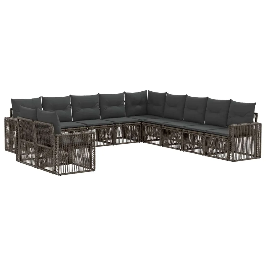 Ensemble de canapé de jardin 11 pcs Gris et Gris foncé - 2
