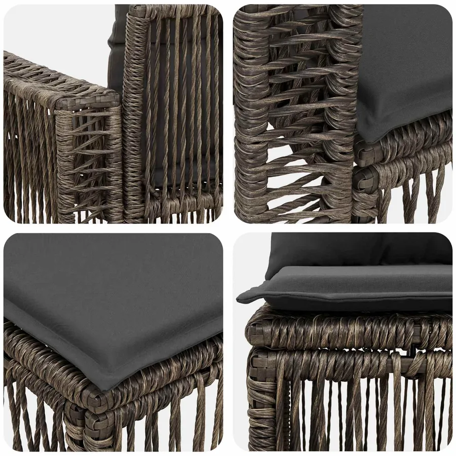 Ensemble de canapé de jardin 7 pcs Gris et Gris foncé polyrotin - 5