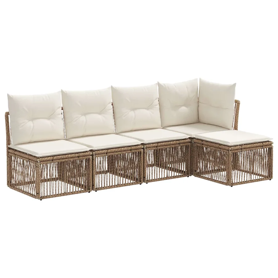 Ensemble de canapé de jardin 5 pcs Beige polyrotin - 2
