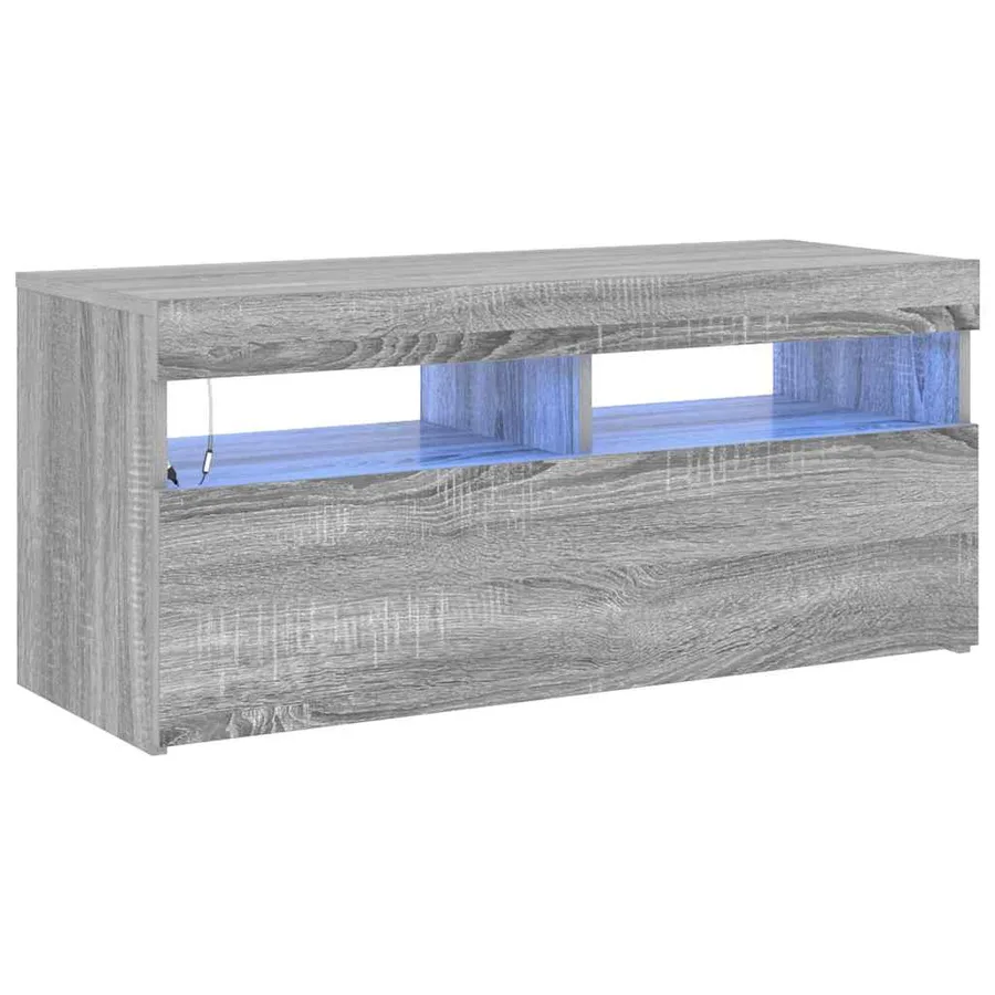Meuble TV avec lumières LED Sonoma gris 90x35x40 cm - 2