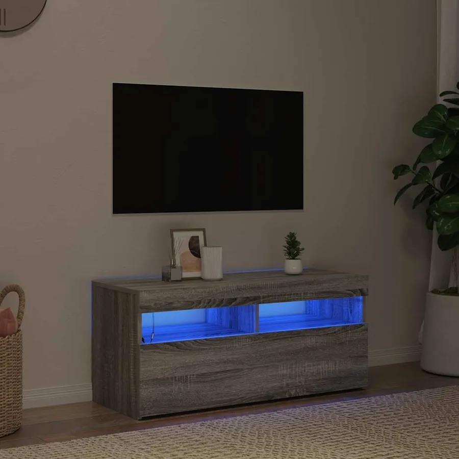 Meuble TV avec lumières LED Sonoma gris 90x35x40 cm - 3