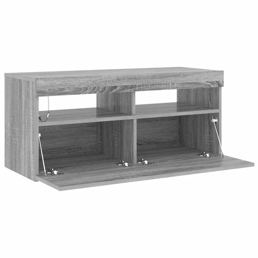 TV cabinet with LED lights Grey sonoma 90x35x40 cm - 7