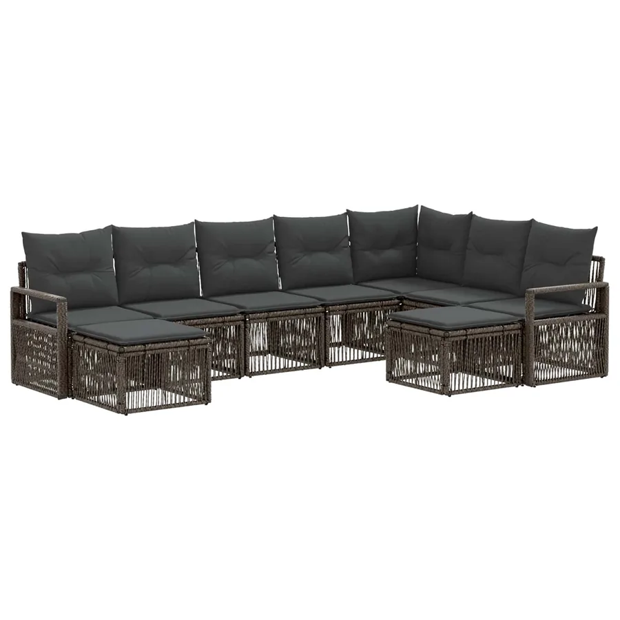 Ensemble de canapé de jardin 9 pcs Gris polyrotin - 2