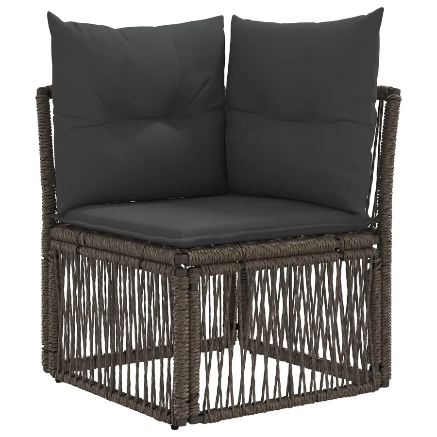 Ensemble de canapé de jardin 9 pcs Gris polyrotin - 3