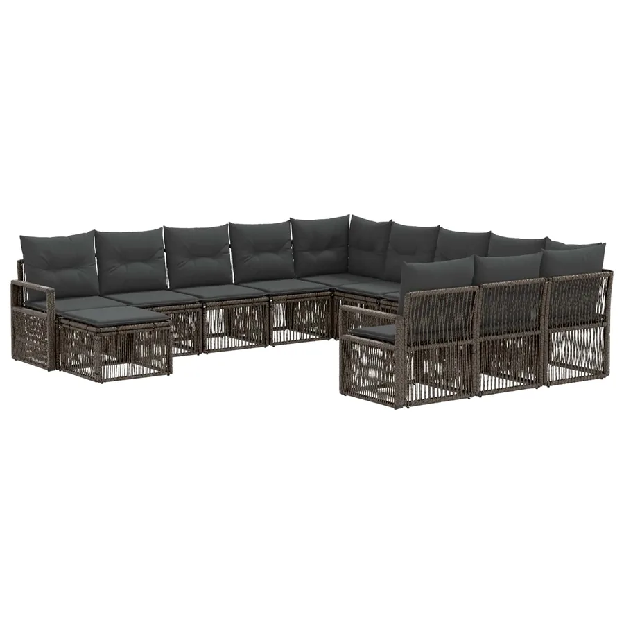 Ensemble de canapé de jardin 12 pcs Gris polyrotin - 2