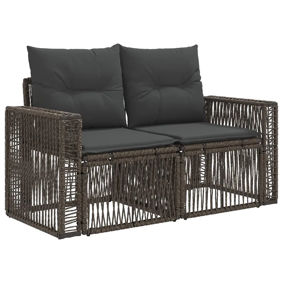 Ensemble de canapé de jardin 9 pcs Gris et Gris foncé polyrotin - 4