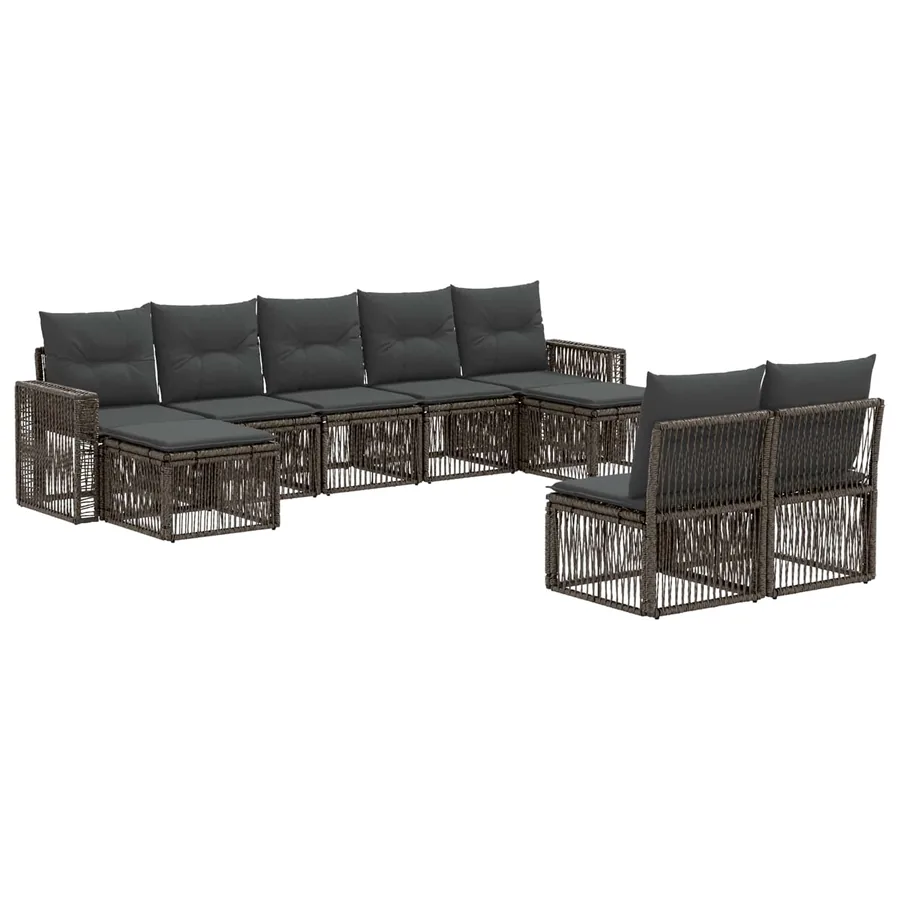 Ensemble de canapé de jardin 9 pcs Gris et Gris foncé polyrotin - 2
