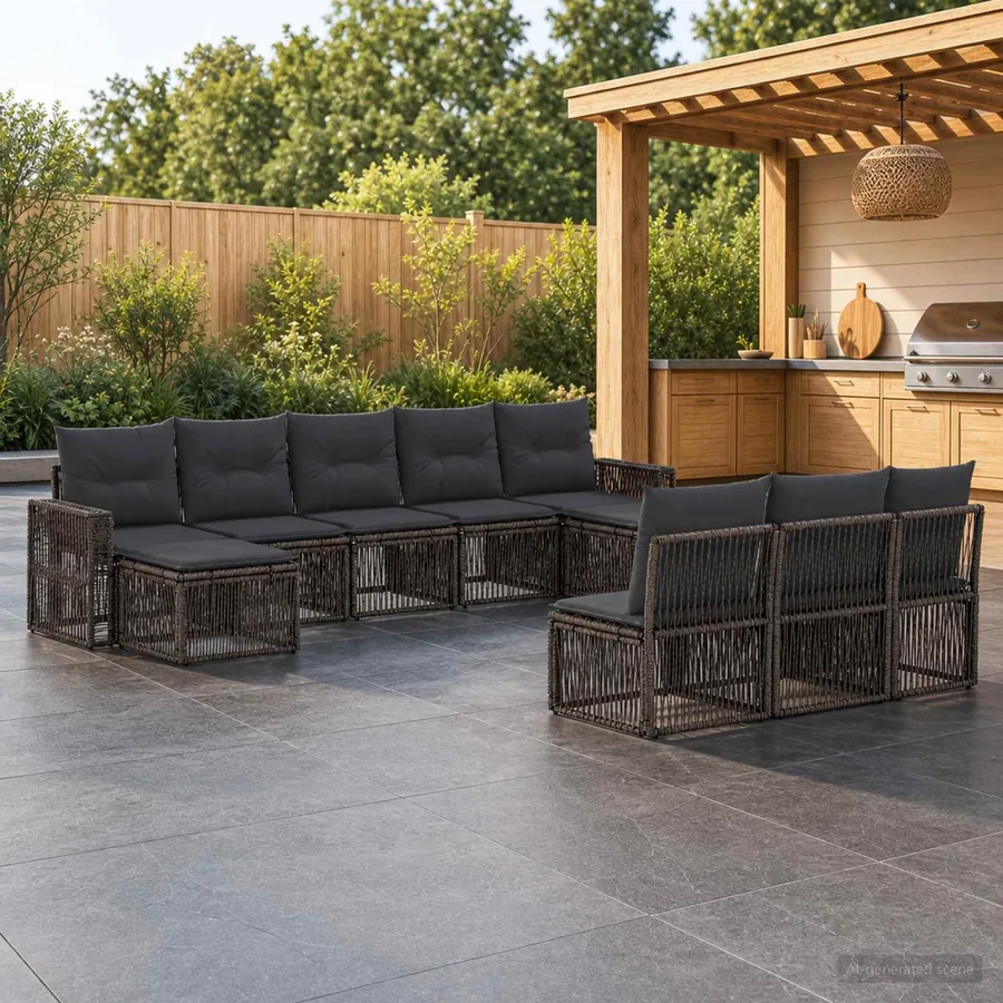 Ensemble de canapé de jardin 10 pcs Gris et Gris foncé