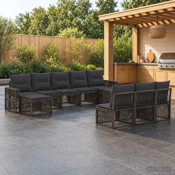 Ensemble de canapé de jardin 10 pcs Gris et Gris foncé