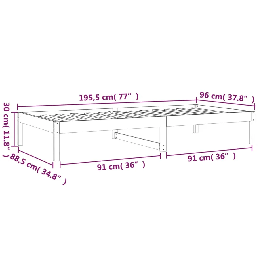 Daybed without mattress 90x190 cm solid pine wood - 11