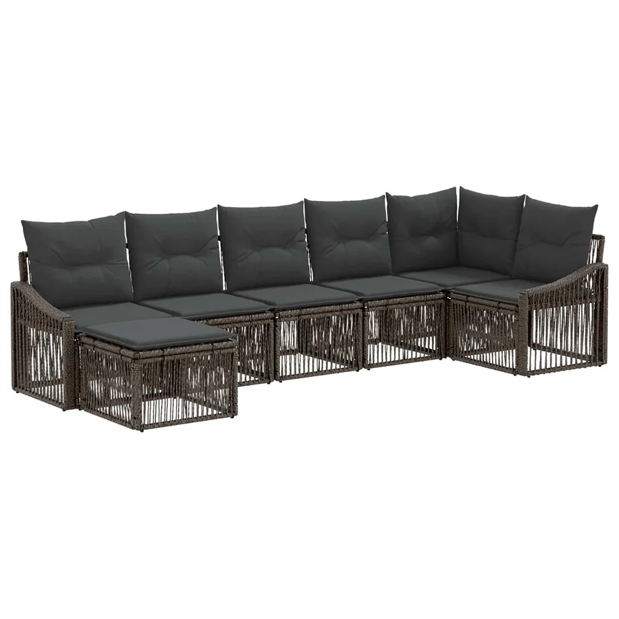 Ensemble de canapé de jardin 7 pcs Gris polyrotin - 2