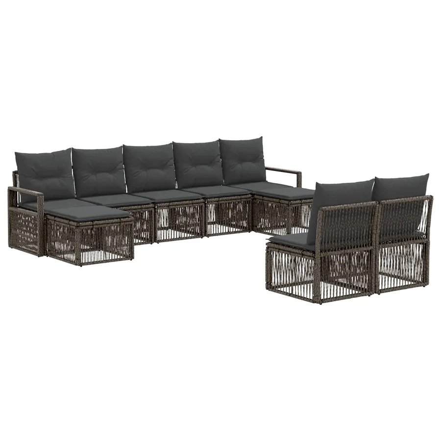 Ensemble de canapé de jardin 9 pcs Gris polyrotin - 2