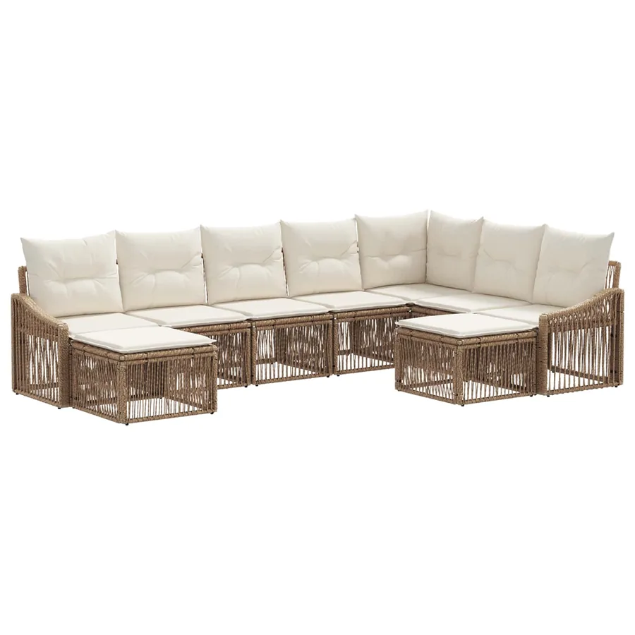 Ensemble de canapé de jardin 9 pcs Beige polyrotin - 2
