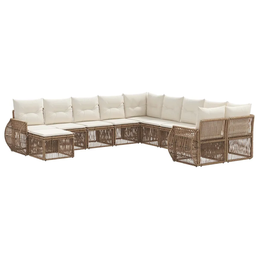 Ensemble de canapé de jardin 11 pcs Beige polyrotin - 2