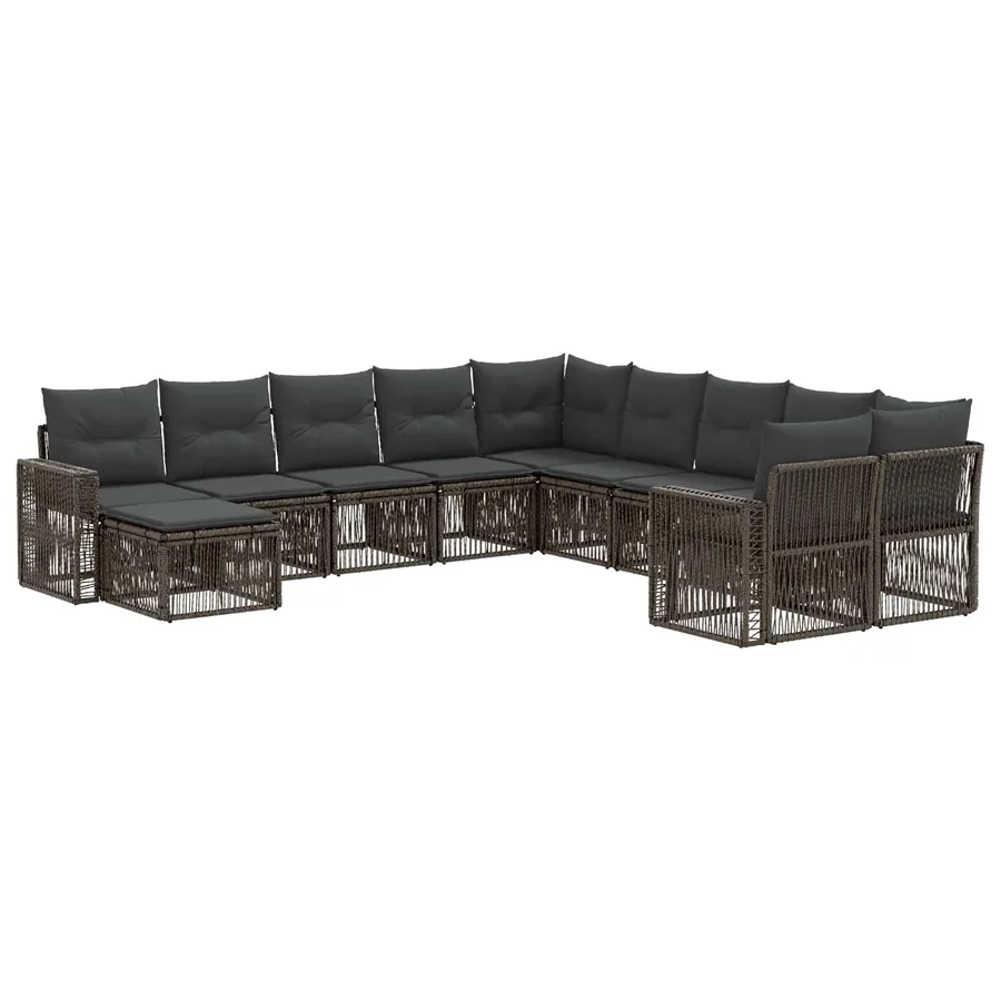 Ensemble de canapé de jardin 11 pcs Gris et Gris foncé - 2