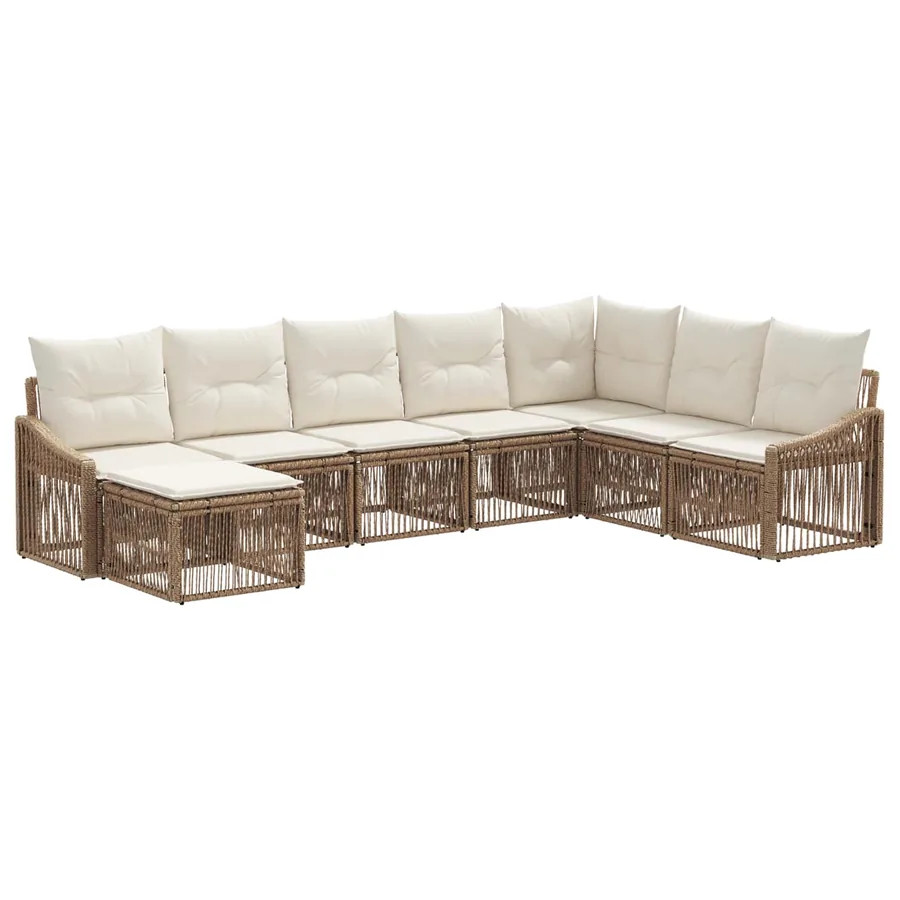 Ensemble de canapé de jardin 8 pcs Beige polyrotin - 2