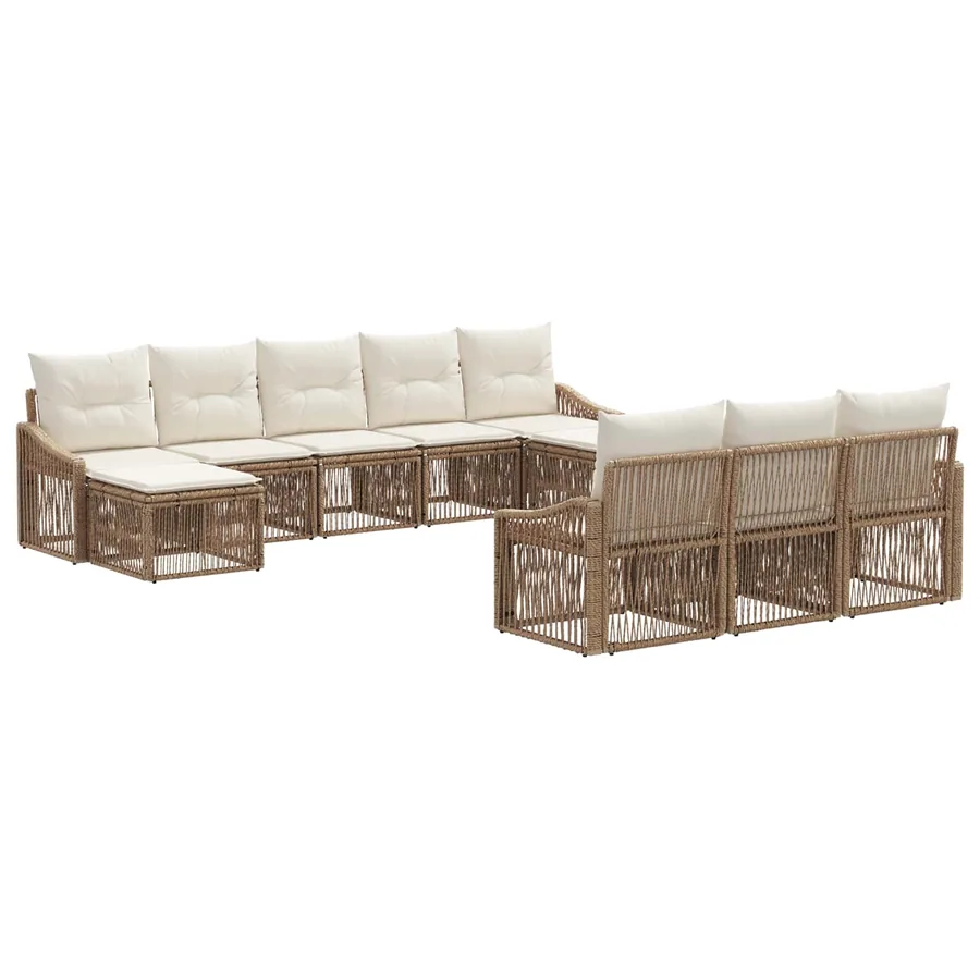 Ensemble de canapé de jardin 10 pcs Beige polyrotin - 2