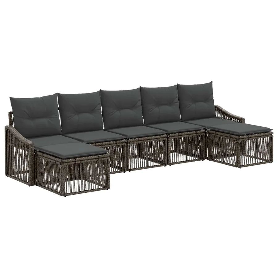 Ensemble de canapé de jardin 7 pcs Gris polyrotin - 2