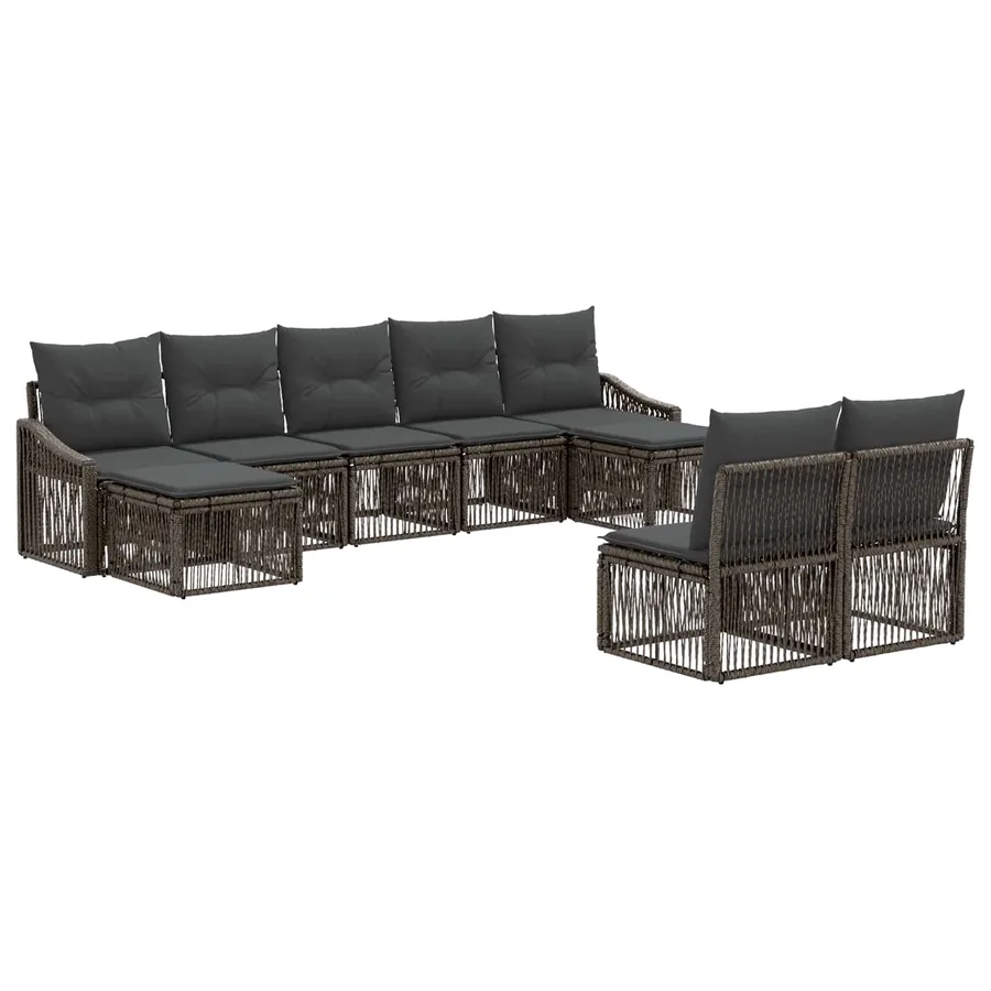 Ensemble de canapé de jardin 9 pcs Gris polyrotin - 2